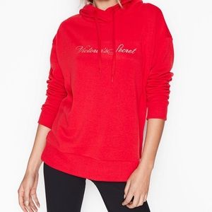 Brand New Victoria’s Secret Stretch Fleece Pullover Hoodie Lipstick Red
